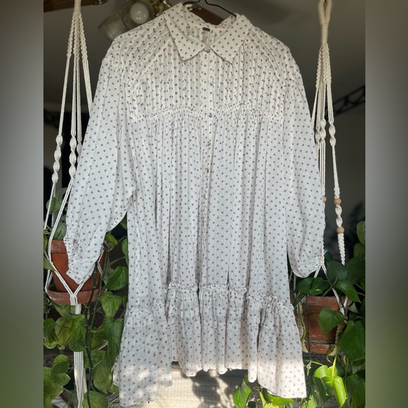 Free People Cream Ruffle Mini Dress - Picture 2 of 5